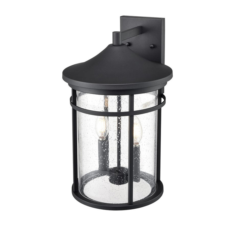 Millennium Lighting Namath 2Lt Outdoor Wall Sconce, Black/Clear