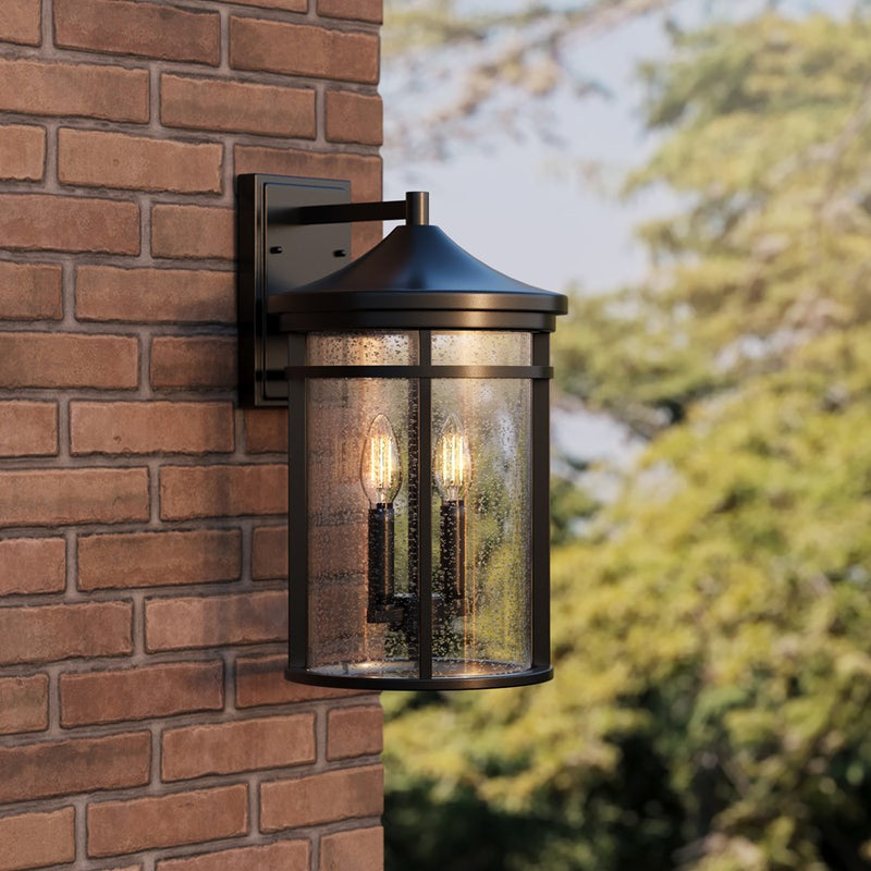 Millennium Lighting Namath 2Lt Outdoor Wall Sconce, Black/Clear