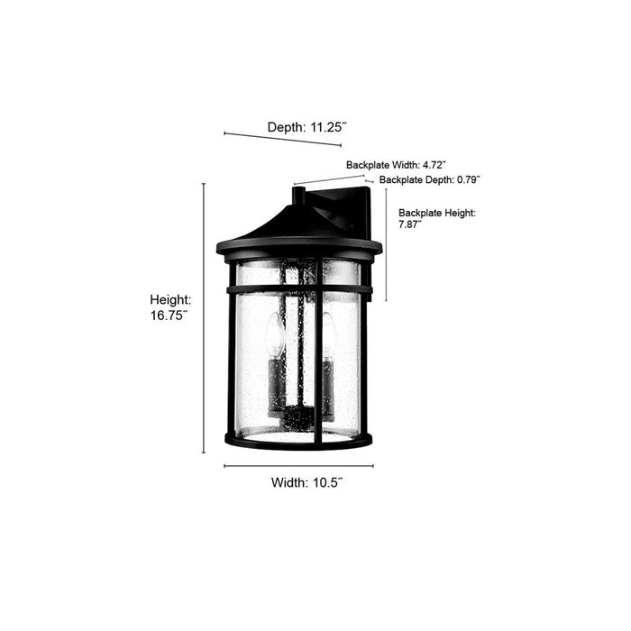 Millennium Lighting Namath 2Lt Outdoor Wall Sconce, Black/Clear