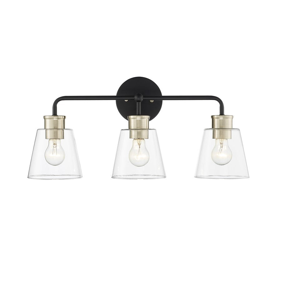 Millennium Lighting Cameron 3Lt Vanity, Black/Modern Gold - 9133-MB-MG