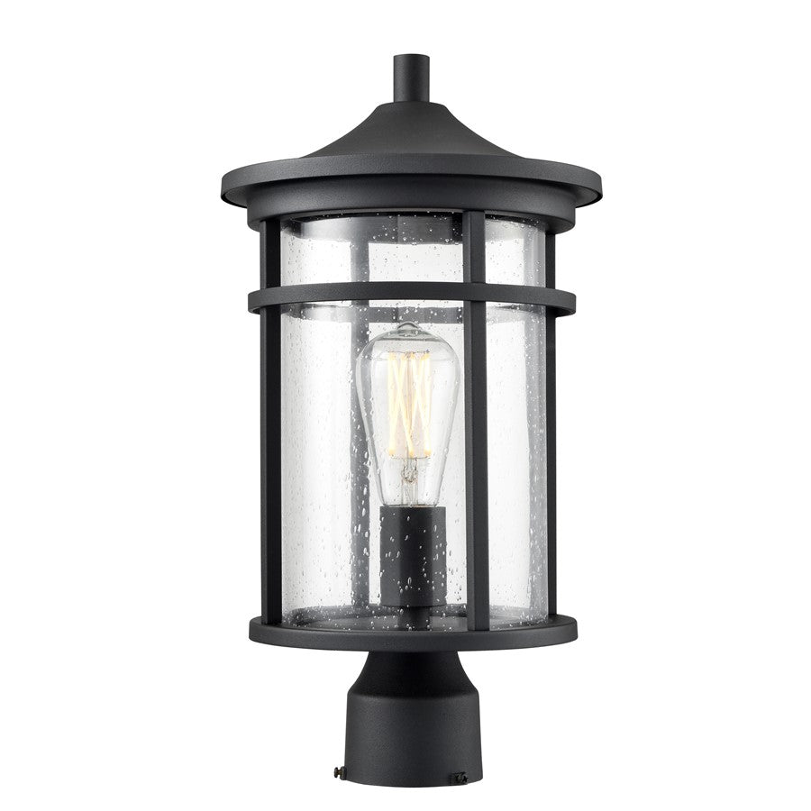 Millennium Lighting Namath 1Lt Outdoor Post Lantern, Black/Clear - 91331-TBK