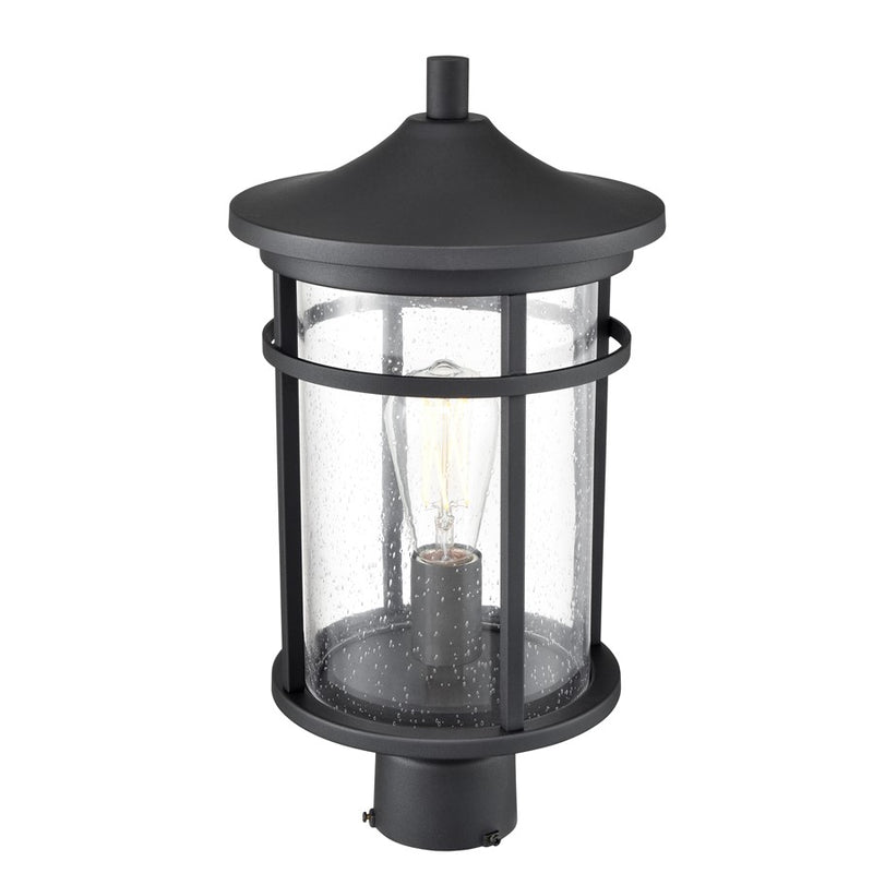 Millennium Lighting Namath 1Lt Outdoor Post Lantern, Black/Clear