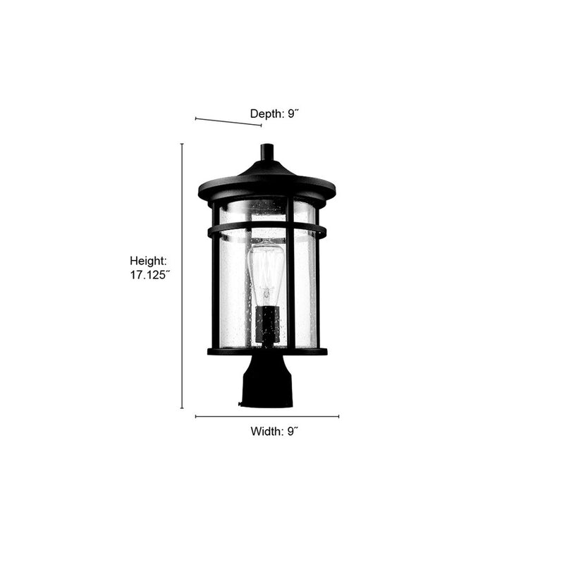 Millennium Lighting Namath 1Lt Outdoor Post Lantern, Black/Clear
