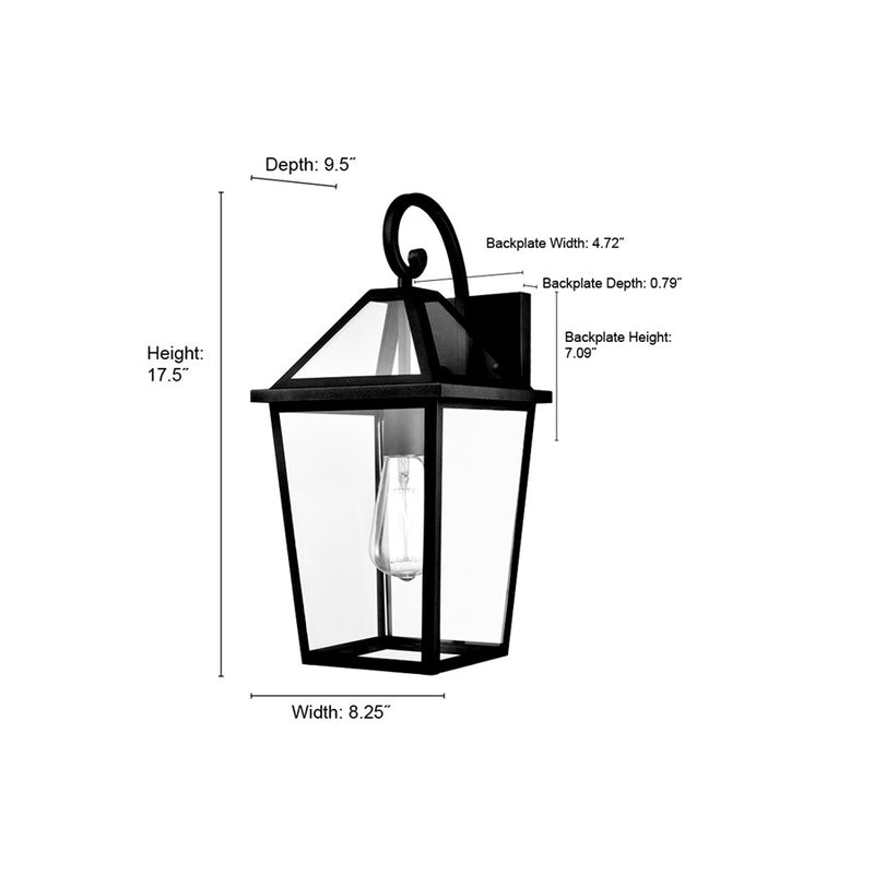 Millennium Lighting Eston 1Lt 18" Outdoor Wall Sconce, Black/Clear