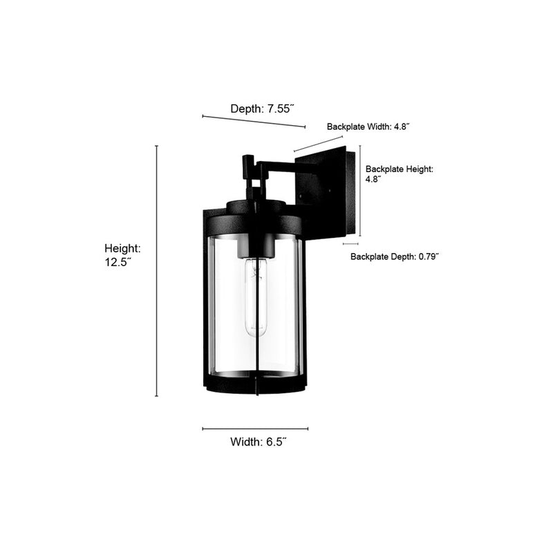 Millennium Lighting Ellway 1Lt 13" Outdoor Wall Sconce, Black/Clear