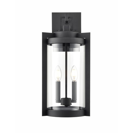 Millennium Lighting Ellway 2Lt Outdoor Wall Sconce, Black/Clear - 91522-TBK