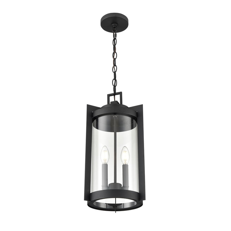 Millennium Lighting Ellway 2Lt Outdoor Hanging Lantern, Black/Clear