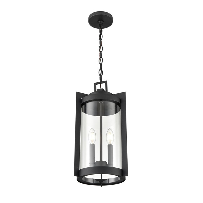 Millennium Lighting Ellway 2Lt Outdoor Hanging Lantern, Black/Clear