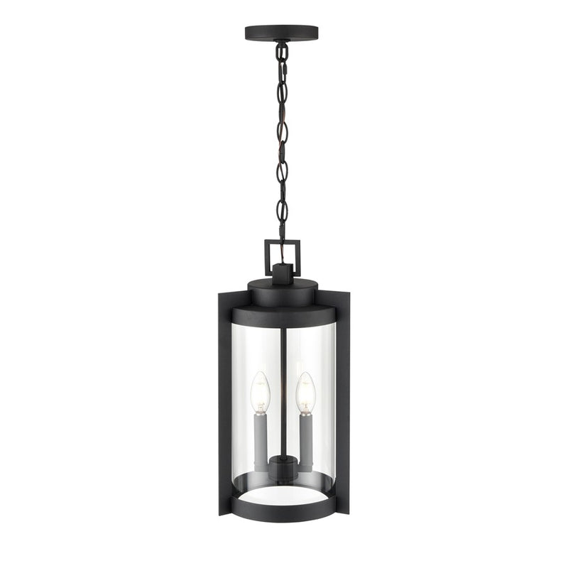 Millennium Lighting Ellway 2Lt Outdoor Hanging Lantern, Black/Clear