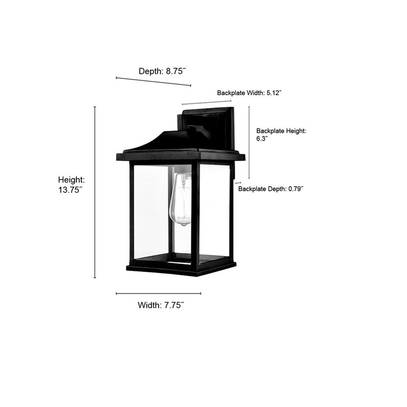Millennium Lighting Caleb 1Lt 13" Outdoor Wall Sconce, Black/Clear