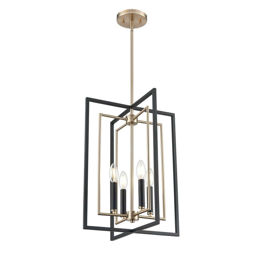 Millennium Lighting Noelle 4Lt 15" Pendant, Black/Modern Gold - 91704-MB-MG