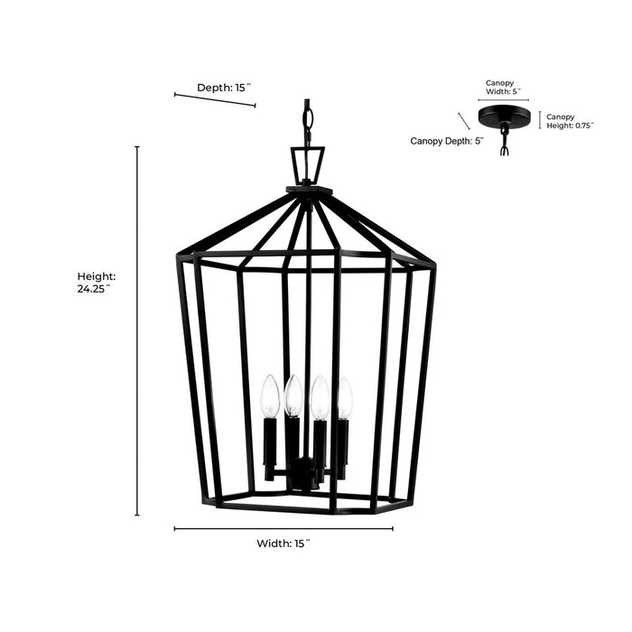 Millennium Lighting Hylena 4Lt 15" Pendant, Textured Black