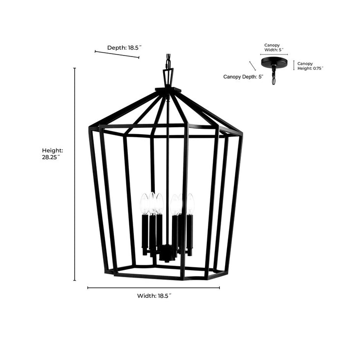 Millennium Lighting Hylena 6Lt 19" Pendant, Textured Black