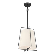 Millennium Lighting Vellinor 1Lt Pendant, Matte Black/White - 919101-MB