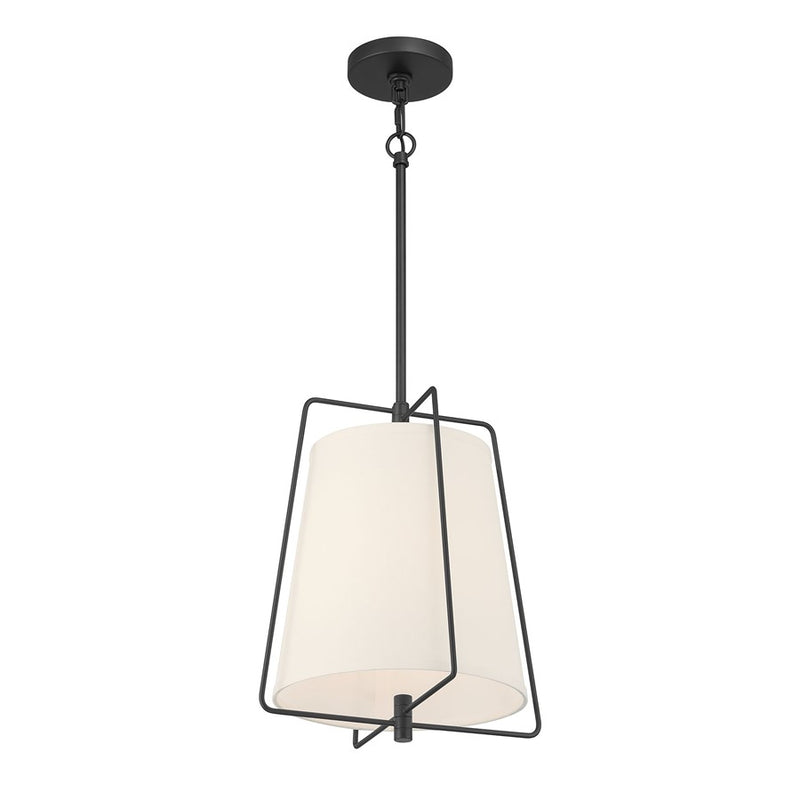 Millennium Lighting Vellinor 1Lt Pendant, Matte Black/White - 919101-MB