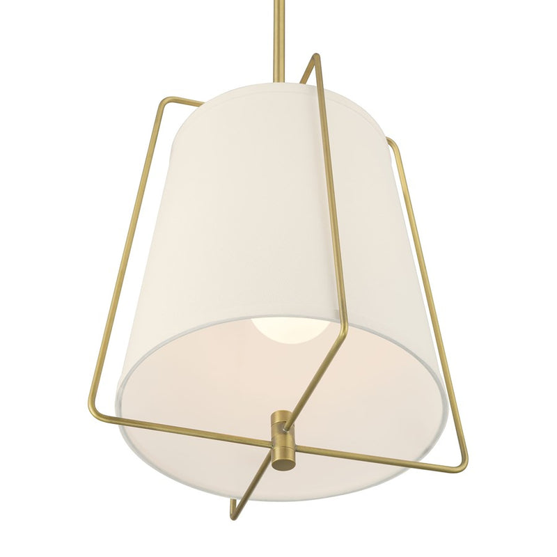 Millennium Lighting Vellinor 1Lt Pendant, Vintage Brass/White