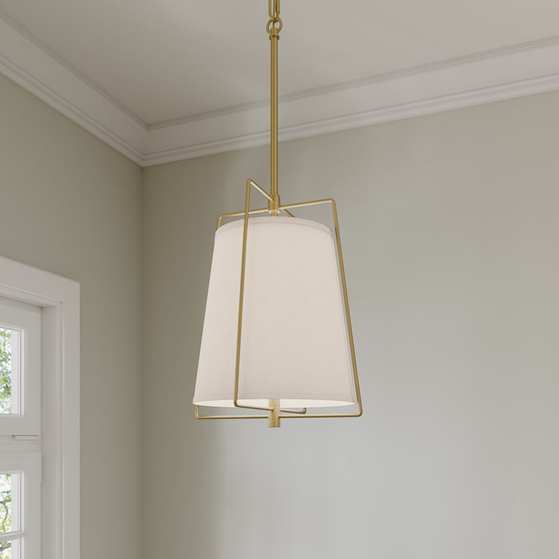 Millennium Lighting Vellinor 1Lt Pendant, Vintage Brass/White