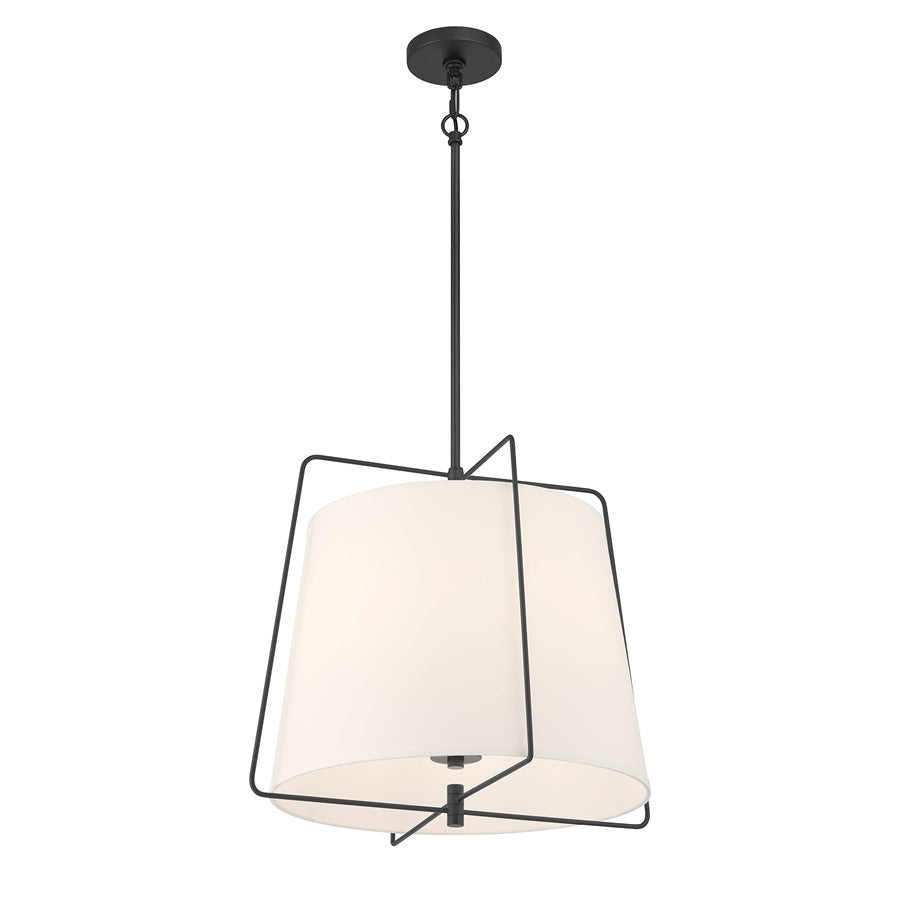 Millennium Lighting Vellinor 3Lt Pendant, Matte Black/White - 919103-MB