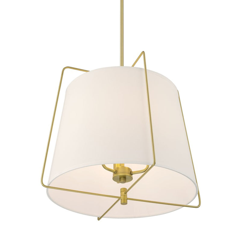 Millennium Lighting Vellinor 3Lt Pendant, Vintage Brass/White