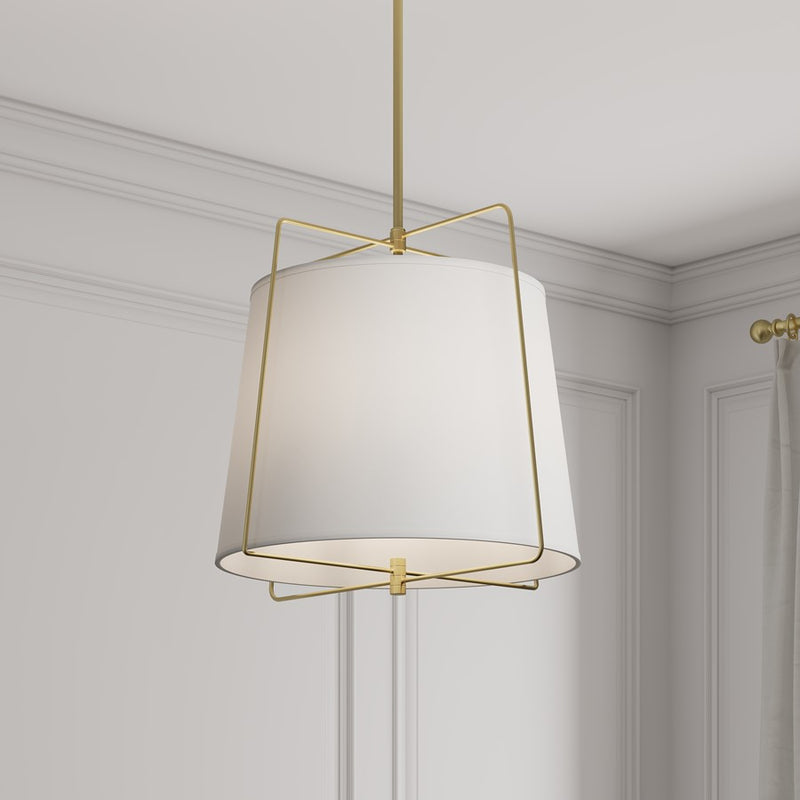 Millennium Lighting Vellinor 3Lt Pendant, Vintage Brass/White