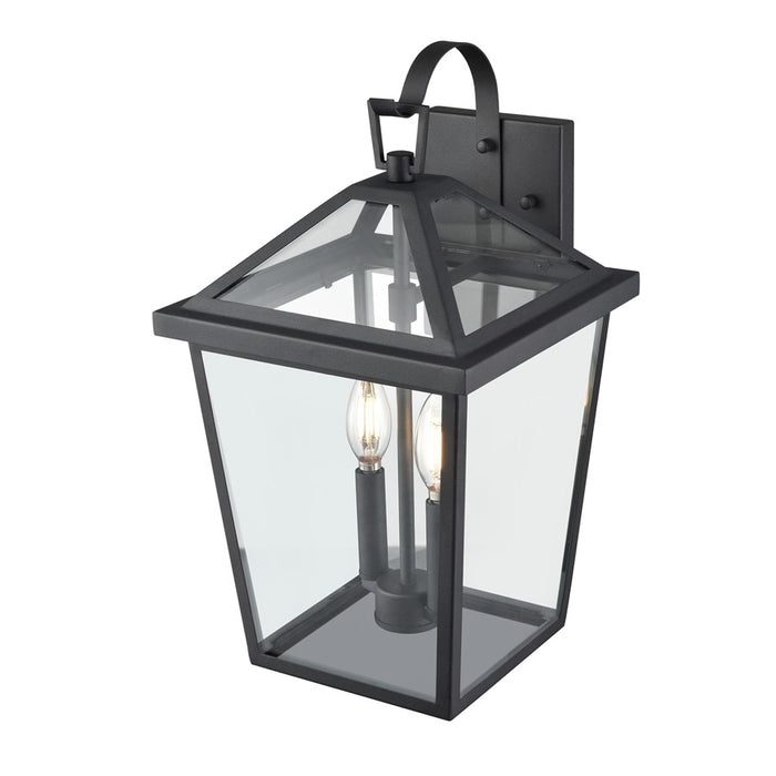 Millennium Lighting Mensun 2Lt Outdoor Wall Sconce, Black/Clear