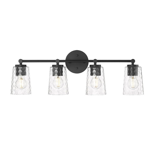 Millennium Lighting Ashli 4Lt Bathroom Vanity Light, Matte Black/Clear - 9234-MB