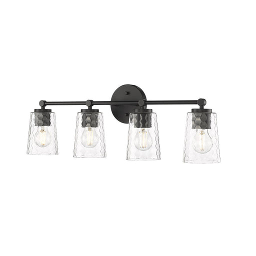 Millennium Lighting Ashli 4Lt Bathroom Vanity Light, Matte Black/Clear
