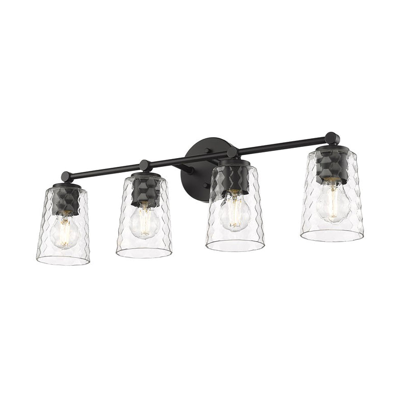 Millennium Lighting Ashli 4Lt Bathroom Vanity Light, Matte Black/Clear
