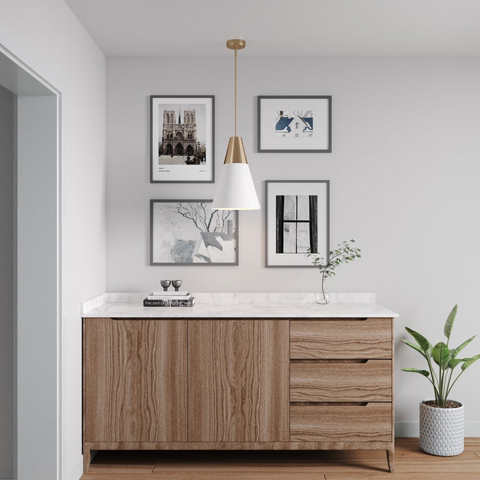 Millennium Lighting Annos 1Lt Pendant, White/Modern Gold