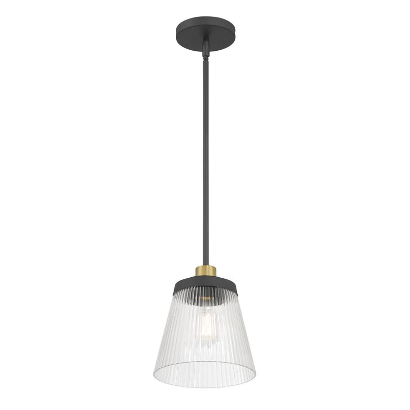 Millennium Lustria 1Lt Pendant, Black/Clear Striated - 9301-MB-VB