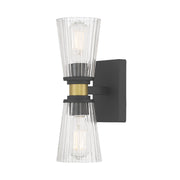 Millennium Lustria 2Lt Wall Sconce, Black/Clear Striated - 9302-MB-VB