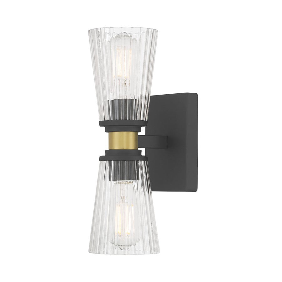 Millennium Lustria 2Lt Wall Sconce, Black/Clear Striated - 9302-MB-VB