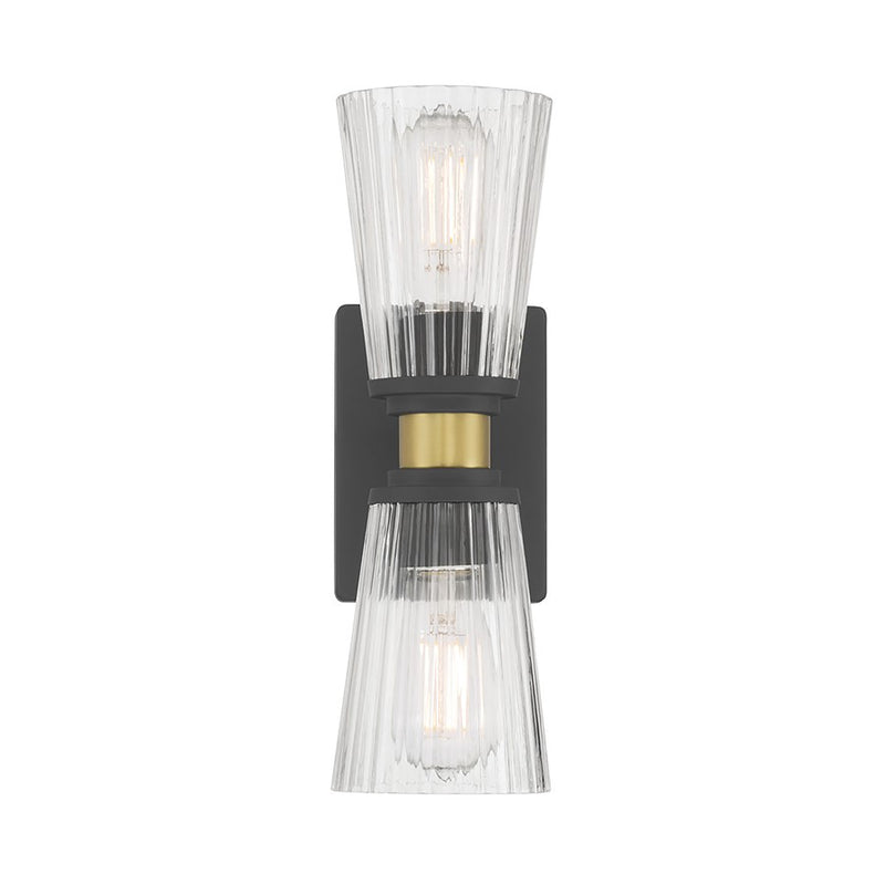 Millennium Lustria 2Lt Wall Sconce, Black/Clear Striated