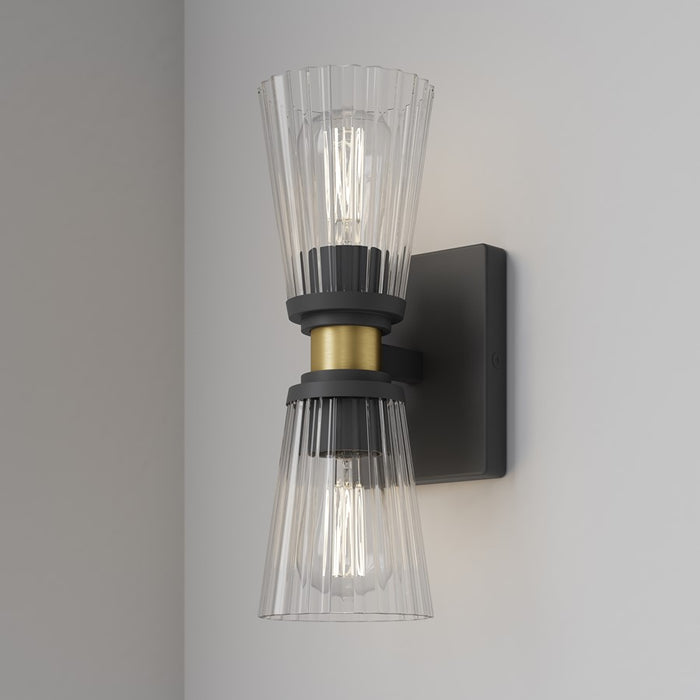 Millennium Lustria 2Lt Wall Sconce, Black/Clear Striated