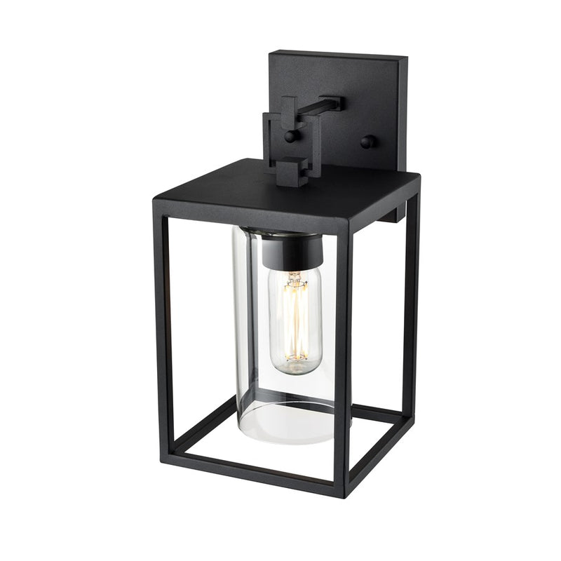 Millennium Ellway 1Lt Outdoor Wall Sconce, Textured Black/Clear