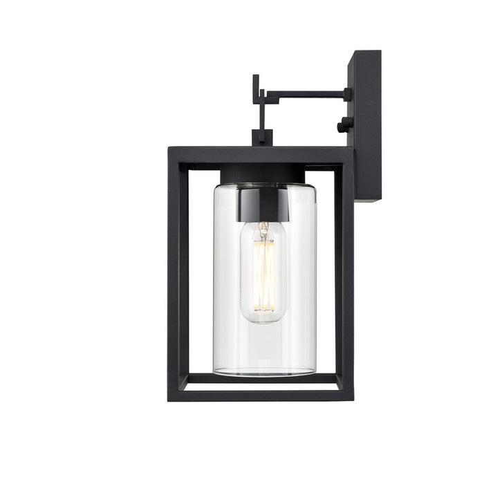 Millennium Ellway 1Lt Outdoor Wall Sconce, Textured Black/Clear