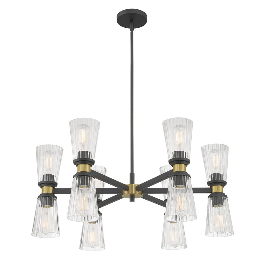 Millennium Lustria 12Lt Chandelier, Black/Clear Striated - 9312-MB-VB
