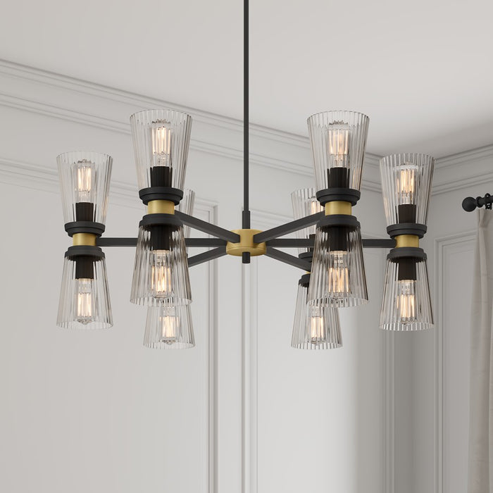 Millennium Lustria 12Lt Chandelier, Black/Clear Striated