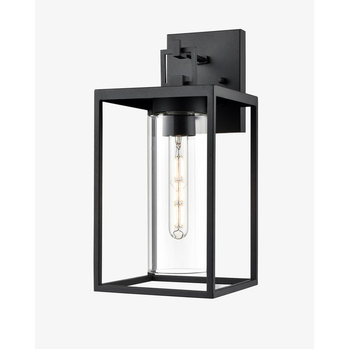 Millennium Ellway 1Lt 16" Outdoor Wall Sconce/Square, Black/Clear