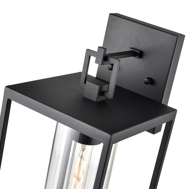 Millennium Ellway 1Lt 16" Outdoor Wall Sconce/Square, Black/Clear
