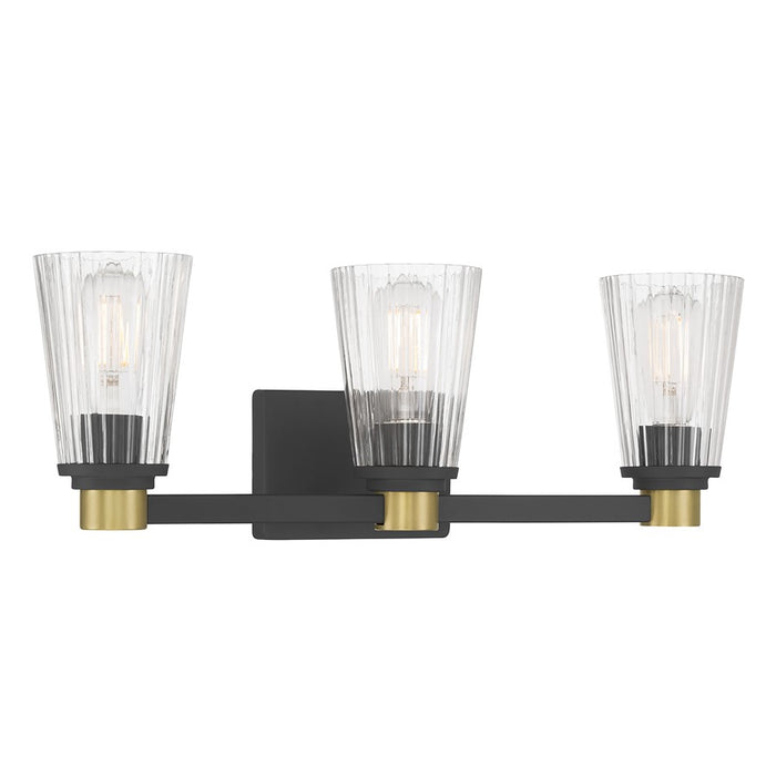 Millennium Lustria 3Lt Bathroom Vanity Light, Black/Clear Striated - 9313-MB-VB