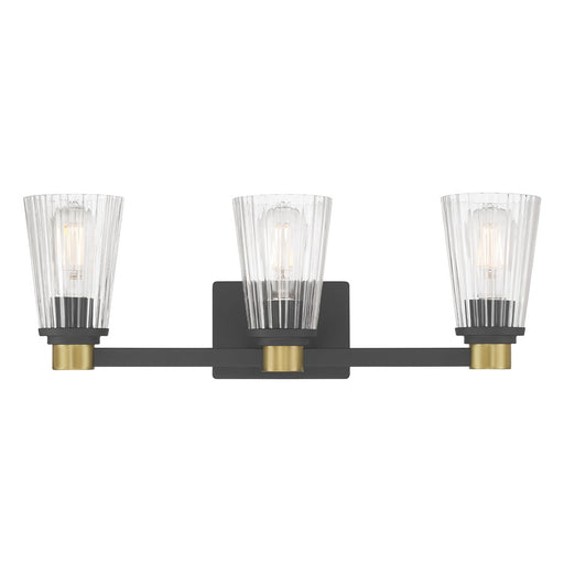 Millennium Lustria 3Lt Bathroom Vanity Light, Black/Clear Striated