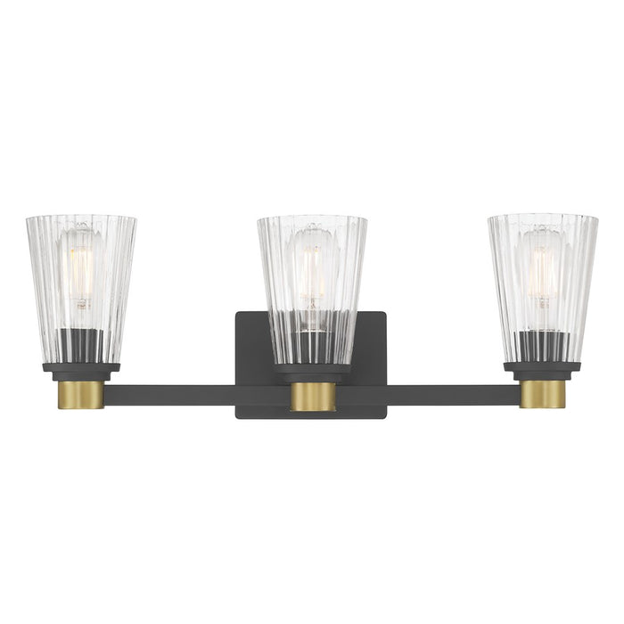 Millennium Lustria 3Lt Bathroom Vanity Light, Black/Clear Striated