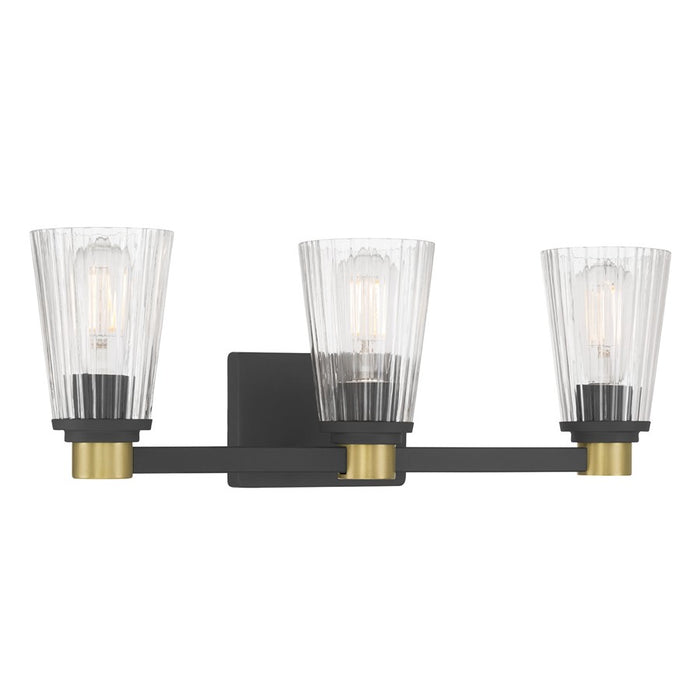 Millennium Lustria 3Lt Bathroom Vanity Light, Black/Clear Striated