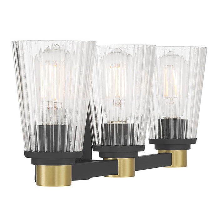 Millennium Lustria 3Lt Bathroom Vanity Light, Black/Clear Striated