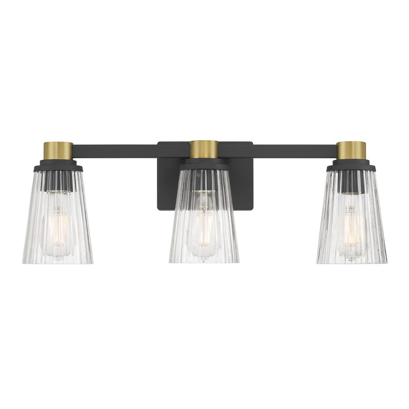 Millennium Lustria 3Lt Bathroom Vanity Light, Black/Clear Striated