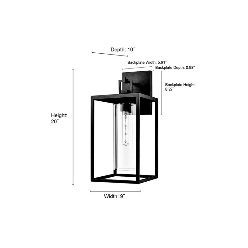 Millennium Lighting Ellway 1Lt 20" Outdoor Wall Sconce, Black/Clear