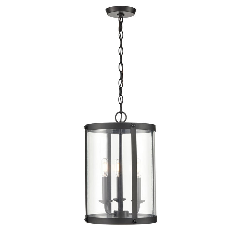 Millennium Lighting Aydenn 3 Light Pendant, Matte Black/Clear - 94003-MB