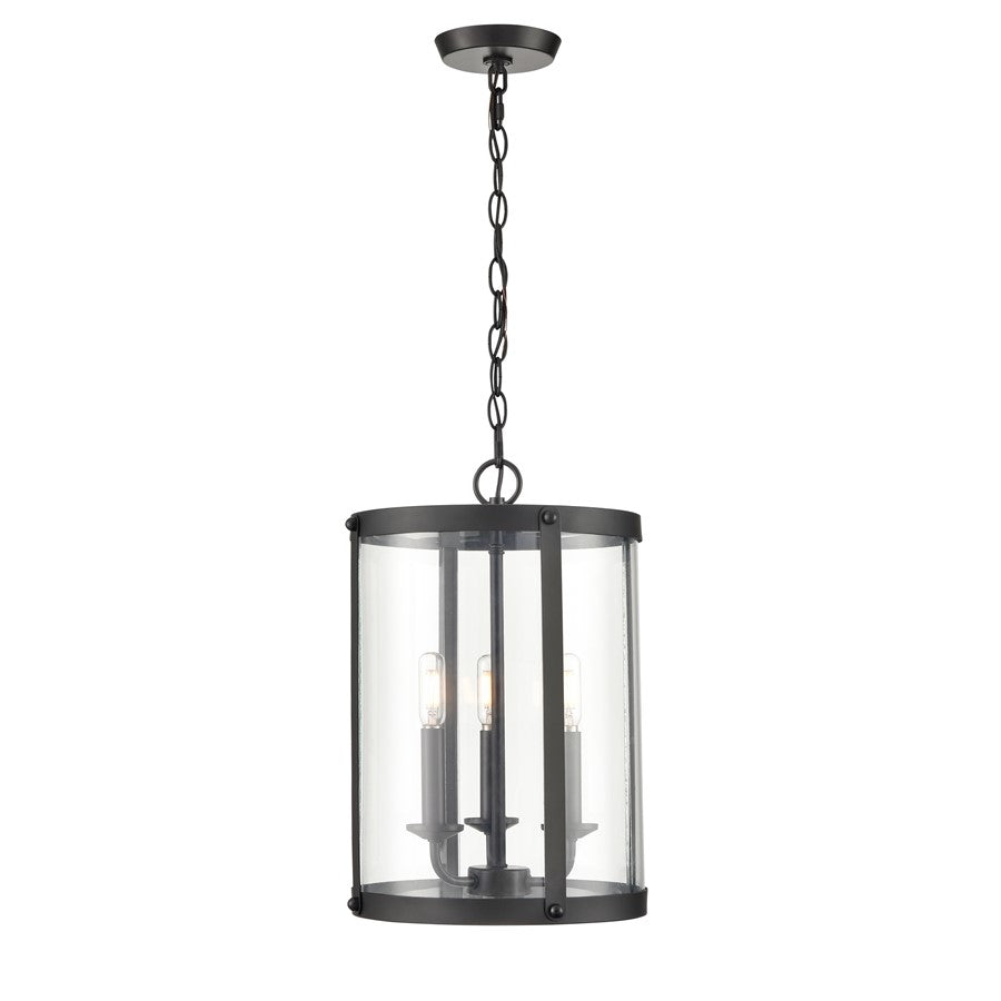 Millennium Lighting Aydenn 3 Light Pendant, Matte Black/Clear - 94003-MB