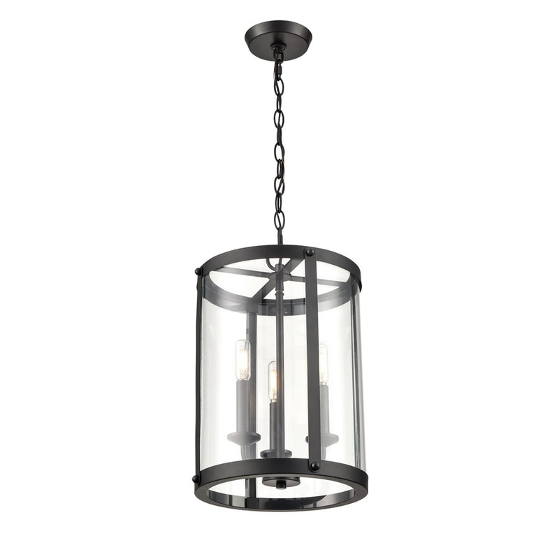 Millennium Lighting Aydenn 3 Light Pendant, Matte Black/Clear